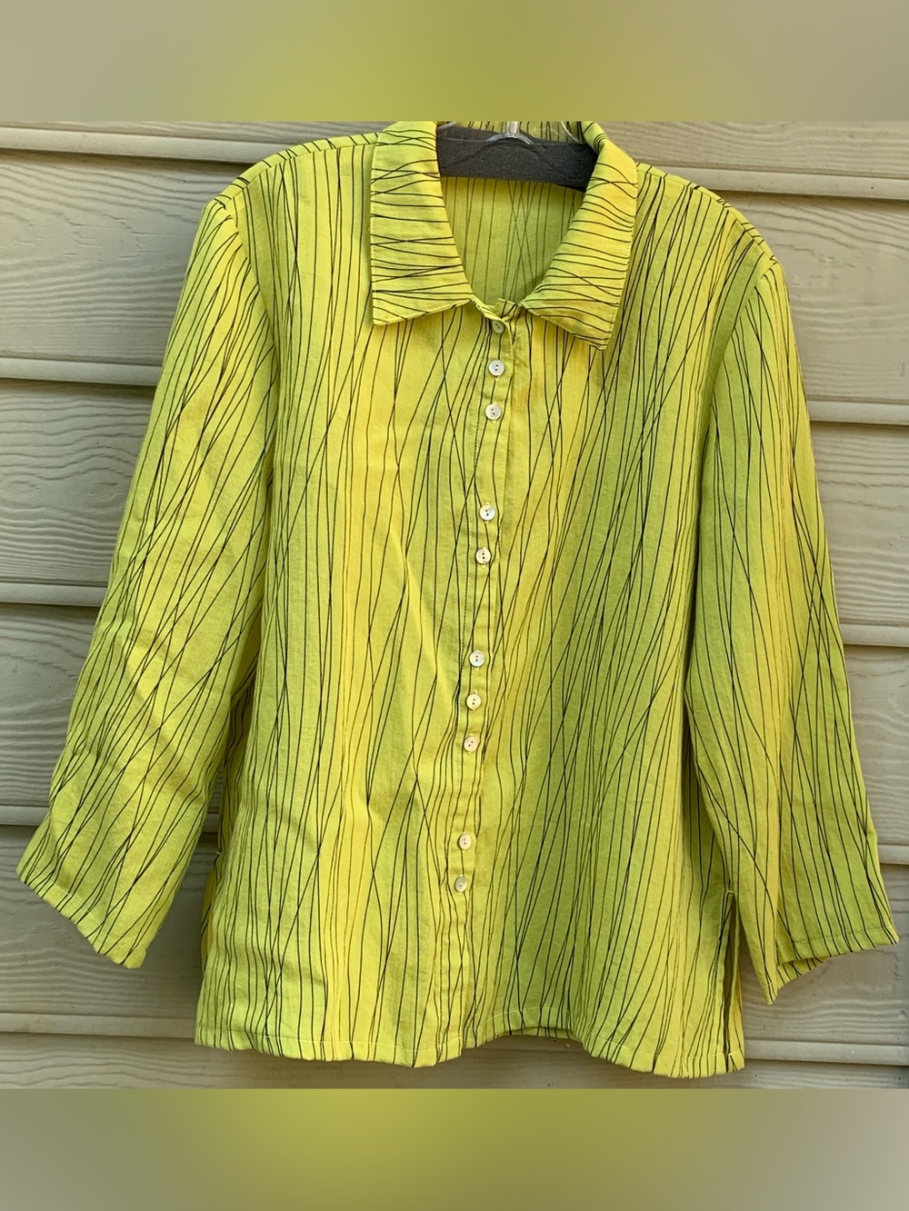 Fridaze 100% Linen Button Long Sleeve Shirt XL